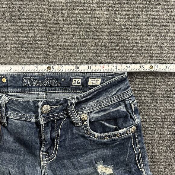 Y2K Womens Miss Me Signature Boot Embroidered Pocket Angel Bling Jeans W28xL27 - Picture 6 of 7